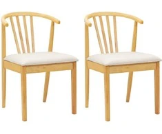Valgomasis krėslas 2 pcs Natūralus ir šviesus