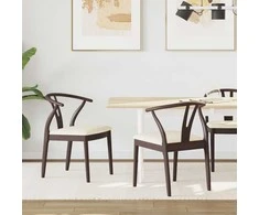 Valgomasis krėslas 2 pcs Šviesiai rudas ir šviesus