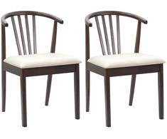 Valgomasis krėslas 2 pcs Šviesiai rudas ir šviesus