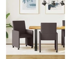 Valgomojo Kėdės su Ratukais 2 pcs Tamsiai rudas 57 x 66 x 94 cm