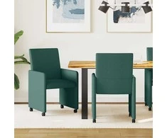 Valgomojo Kėdės su Ratukais 2 pcs Tamsiai žalia 57 x 66 x 94 cm