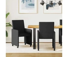 Valgomojo Kėdės su Ratukais 2 pcs Juoda 57 x 66 x 94 cm audinys