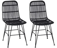 Valgomojo kėdė 2 pcs Juoda 41 x 55 x 85 cm Ratana ir Plienas