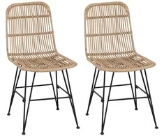 Valgomojo kėdė 2 pcs Natūrali 41 x 55 x 85 cm Ratana ir Plienas