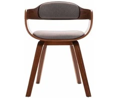Valgomojo kėdė, taupe spalvos, lenkta mediena ir audinys