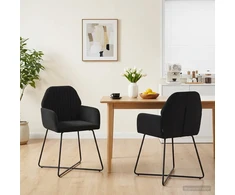 Valgomojo kėdės 2 pcs Aksomas Juoda 55 x 50 x 84 cm