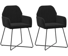 Valgomojo kėdės 2 pcs Aksomas Juoda 55 x 50 x 84 cm