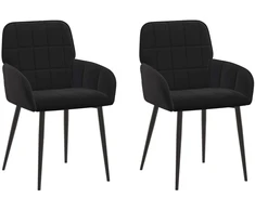 Valgomojo kėdės 2 pcs Aksomas Juoda 57 x 50 x 85 cm