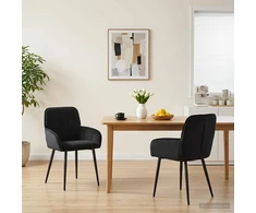 Valgomojo kėdės 2 pcs Aksomas Juoda 57 x 50 x 85 cm