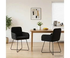 Valgomojo kėdės 2 pcs Aksomas Juoda 59 x 56,5 x 86 cm