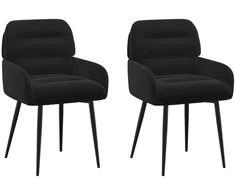 Valgomojo kėdės 2 pcs Aksomas Juoda 59 x 59,5 x 90 cm