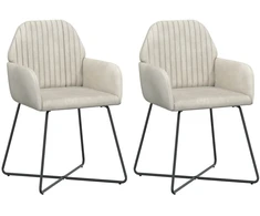 Valgomojo kėdės 2 pcs Aksomas Kreminė 55 x 50 x 84 cm