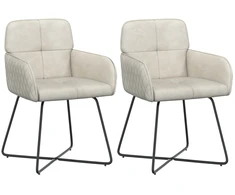 Valgomojo kėdės 2 pcs Aksomas Kreminė 59 x 56,5 x 86 cm