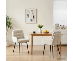 Valgomojo kėdės 2 pcs Aksomas Kreminė 59 x 59,5 x 90 cm