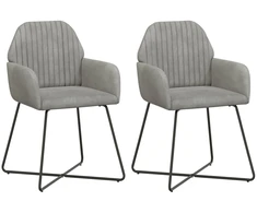 Valgomojo kėdės 2 pcs Aksomas Šviesiai pilka 55 x 50 x 84 cm