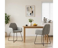 Valgomojo kėdės 2 pcs Aksomas Šviesiai pilka 55 x 50 x 84 cm