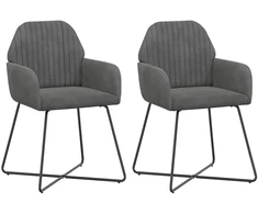 Valgomojo kėdės 2 pcs Aksomas Tamsiai pilka 55 x 50 x 84 cm