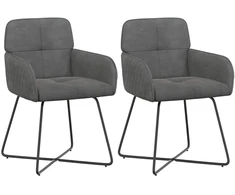 Valgomojo kėdės 2 pcs Aksomas Tamsiai pilka 59 x 56,5 x 86 cm
