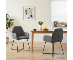 Valgomojo kėdės 2 pcs Aksomas Tamsiai pilka 55 x 50 x 84 cm