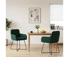 Valgomojo kėdės 2 pcs Aksomas Tamsiai žalia 59 x 56,5 x 86 cm