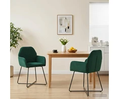 Valgomojo kėdės 2 pcs Aksomas Tamsiai žalia 55 x 50 x 84 cm