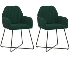 Valgomojo kėdės 2 pcs Aksomas Tamsiai žalia 55 x 50 x 84 cm