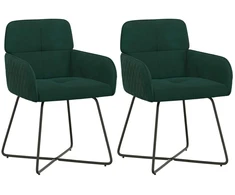 Valgomojo kėdės 2 pcs Aksomas Tamsiai žalia 59 x 56,5 x 86 cm