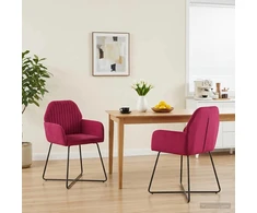 Valgomojo kėdės 2 pcs Aksomas Vyno raudona 55 x 50 x 84 cm