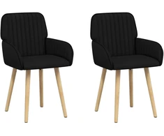 Valgomojo kėdės 2 pcs Audinys Juoda 56,5 x 50 x 87,5 cm