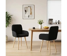 Valgomojo kėdės 2 pcs Audinys Juoda 56,5 x 50 x 87,5 cm