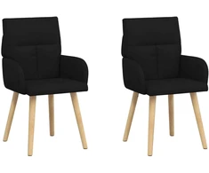 Valgomojo kėdės 2 pcs Audinys Juoda 60 x 56 x 96 cm
