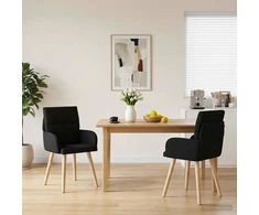 Valgomojo kėdės 2 pcs Audinys Juoda 60 x 56 x 96 cm