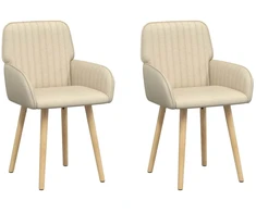 Valgomojo kėdės 2 pcs Audinys Kreminė 56,5 x 50 x 87,5 cm