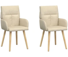 Valgomojo kėdės 2 pcs Audinys Kreminė 60 x 56 x 96 cm