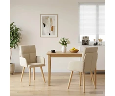 Valgomojo kėdės 2 pcs Audinys Kreminė 60 x 56 x 96 cm