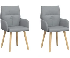 Valgomojo kėdės 2 pcs Audinys Šviesiai pilka 60 x 56 x 96 cm