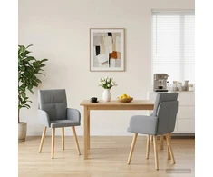 Valgomojo kėdės 2 pcs Audinys Šviesiai pilka 60 x 56 x 96 cm