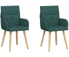 Valgomojo kėdės 2 pcs Audinys Tamsiai žalia 60 x 56 x 96 cm