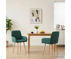 Valgomojo kėdės 2 pcs Audinys Tamsiai žalia 56,5 x 50 x 87,5 cm