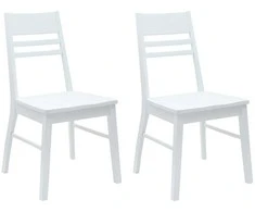 Valgomojo kėdės 2 pcs Balta 43 x 54 x 89 cm Kietas gumos medis