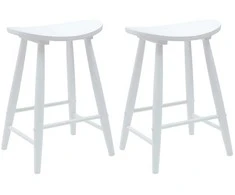Valgomojo kėdės 2 pcs Balta 46 x 37 x 63 cm Kietas gumos medis