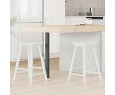 Valgomojo kėdės 2 pcs Balta 46 x 37 x 63 cm Kietas gumos medis