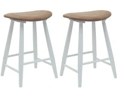 Valgomojo kėdės 2 pcs Balta 46 x 37 x 63 cm Kietas gumos medis