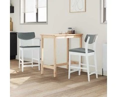 Valgomojo kėdės 2 pcs Balta 48 x 49 x 95 cm Kietas gumos medis