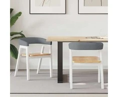 Valgomojo kėdės 2 pcs Balta 54 x 57 x 73 cm Kietas gumos medis