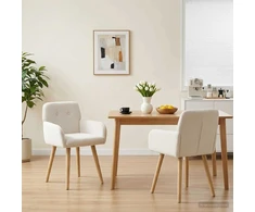 Valgomojo kėdės 2 pcs Bouclé Kreminė 59 x 57 x 85 cm