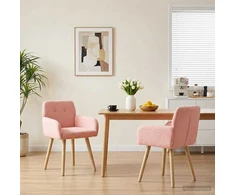 Valgomojo kėdės 2 pcs Bouclé Rožinė 59 x 57 x 85 cm
