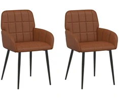 Valgomojo kėdės 2 pcs Dirbtinė oda Ruda 56,5 x 50 x 86 cm