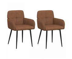 Valgomojo kėdės 2 pcs Dirbtinė suedė oda Ruda 59 x 56,5 x 85 cm