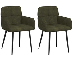 Valgomojo kėdės 2 pcs Dirbtinė suedė oda Armijos Žalia